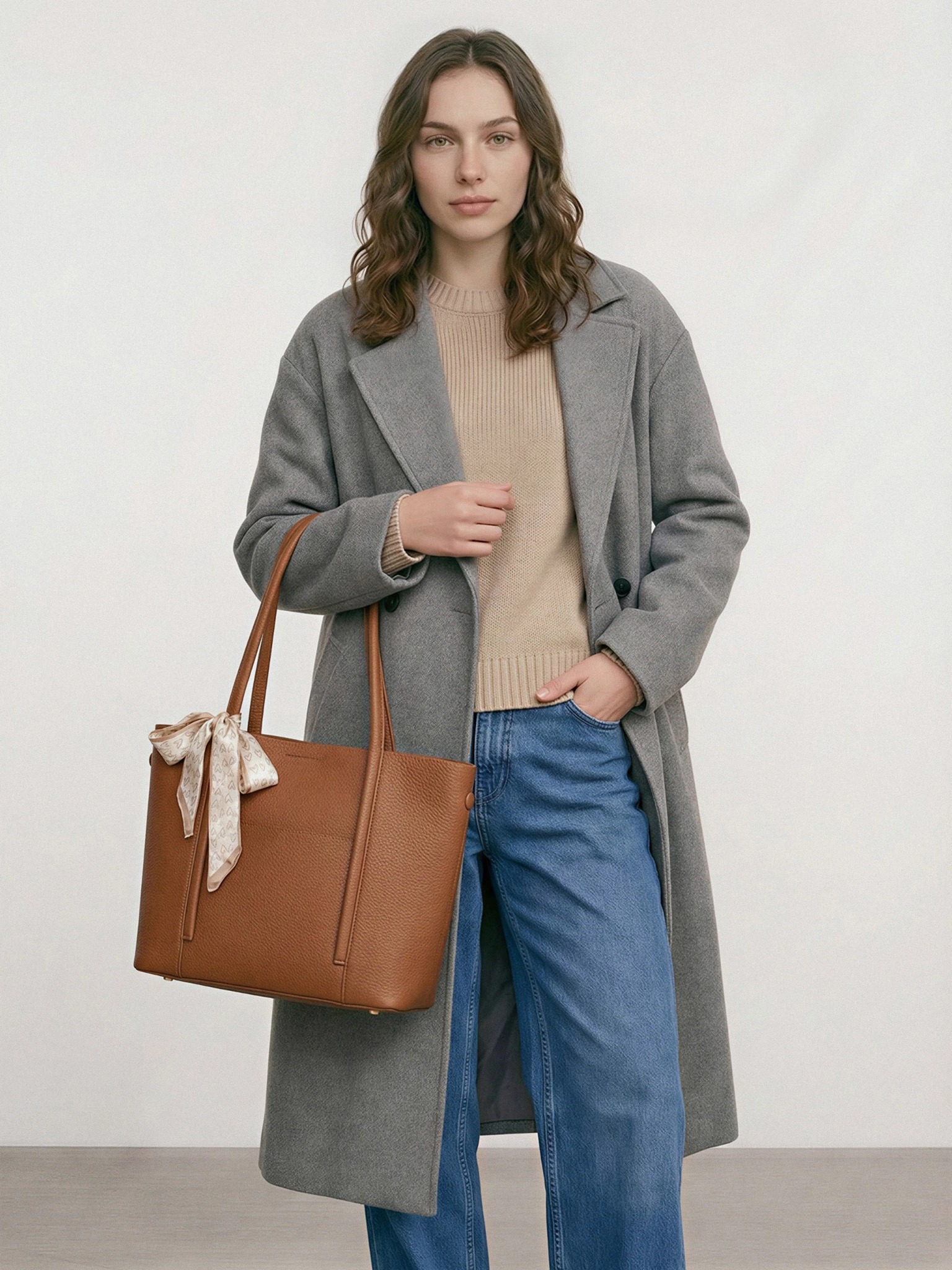 Сумка-тоут с декоративным платком в ассортименте